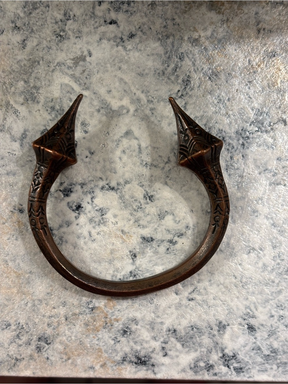 Luv AJ Brass Cuff Spike Bracelet with Cambodian Etchings